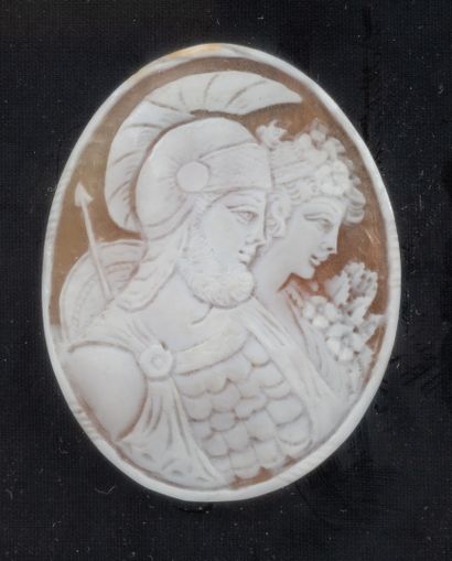 Cameo on shell depicting a Spartan and a...