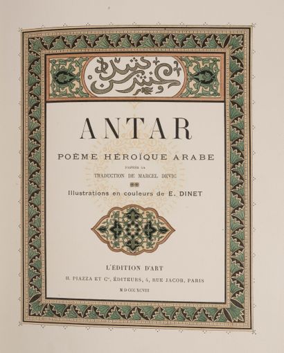 Antar. Poème héroïque arabe, Paris, Piazza,...