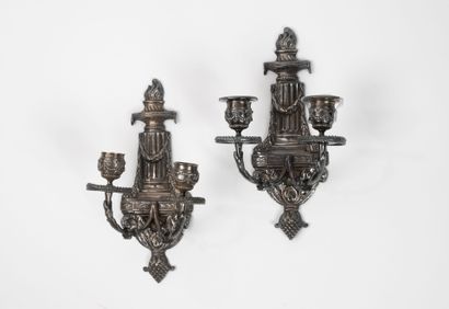Pair of small silver (min. 800) two-light...