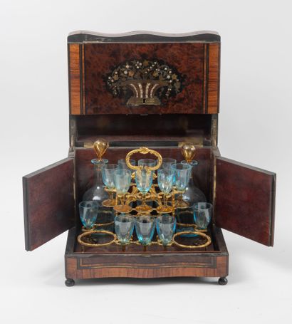 Liqueur cabinet in burr veneer and other...