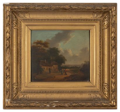 19th century school
Animated landscape.
Oil...