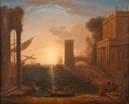 In the style of Joseph VERNET 
Embarkation...