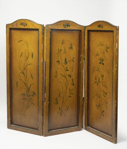Three wooden folding-screen leaves, gendarme...