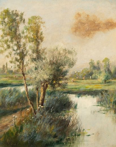 Louis Aimé JAPY (1840-1916)
Lake landscape.
Oil...