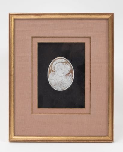 Cameo on shell depicting a Spartan and a...