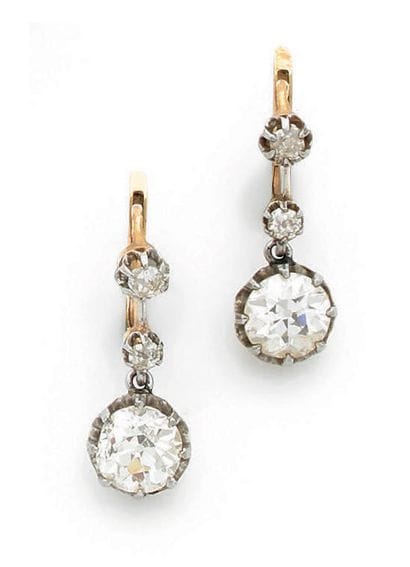 Pair of yellow and white gold (750) dormeuses...