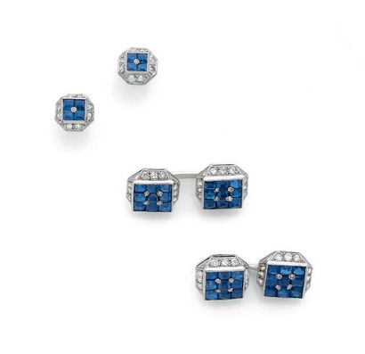 Tuxedo set in white gold (750) and platinum...