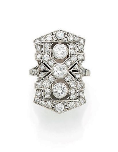 A platinum (850) openwork geometrical ring...
