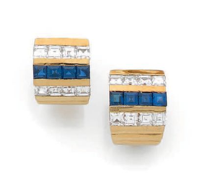 A & A. TURNER
Pair of yellow gold (750) band-shaped...