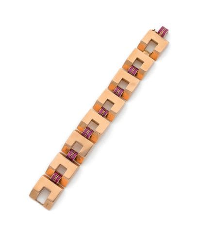 Bracelet articulé type Tank en or rose (750)...