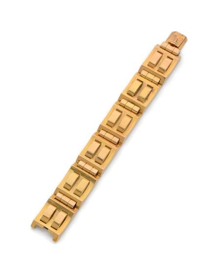 Beau bracelet Tank en or jaune (750) formé...