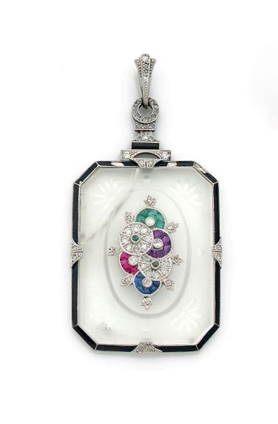 Delicate rectangular cut-plate pendant in...