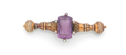 Barrette brooch in yellow gold (585) with...