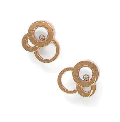 CHOPARD
Pair of ear studs in pink gold (750),...