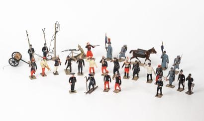 C.B.G 
Set of polychrome lead soldiers including:...