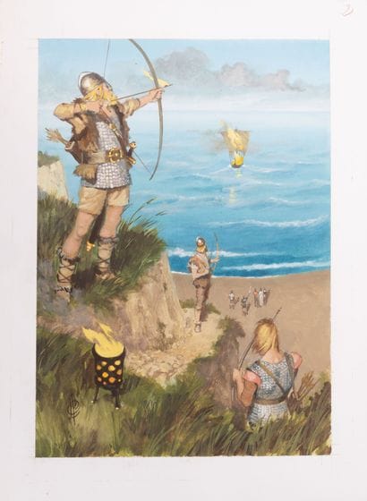 Jean Léon HUENS (1921-1982)
Viking archers.
Gouache...