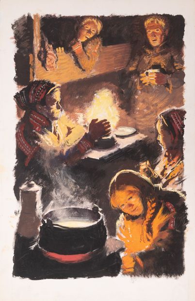 Albert BRENET (1903-2005)
The Lapps.
Gouache...