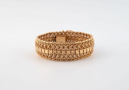 Ribbon bracelet in yellow gold (750) with...
