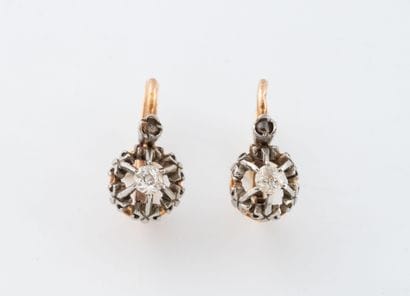 Pair of yellow and white gold (750) dormeuses...