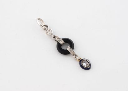 Platinum pendant with a ring of onyx and...