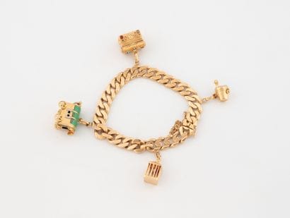 Yellow gold (750) gourmette link bracelet...
