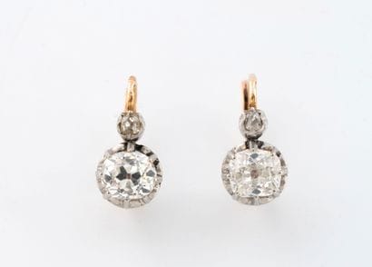 Pair of yellow and white gold (750) dormeuses...
