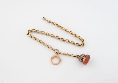 Yellow gold (750) fancy link watch chain...