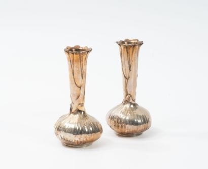CHRISTOFLE
Pair of small silver-plated bulbous...