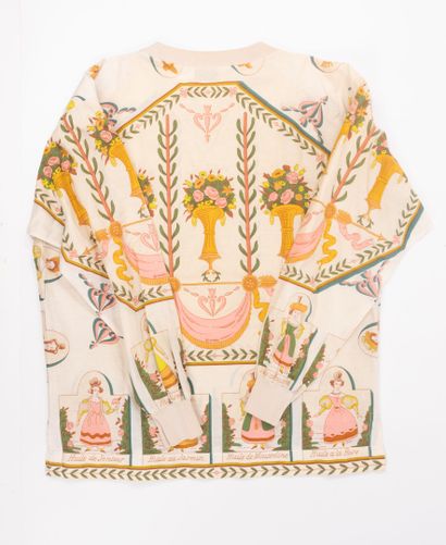 HERMES 
Cotton sweatshirt, bouquet print...