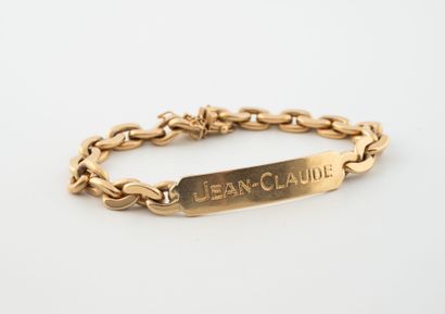 Yellow gold (750) curb chain with filed-forçat...