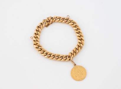 Yellow gold (750) gourmette link bracelet,...
