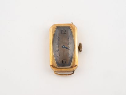 Yellow gold (750) wristwatch case.
Rectangular...