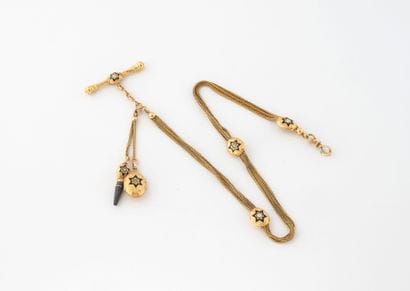 Yellow gold (750) three-row palm chain with...