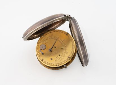 Large silver pocket watch (min800) with day...