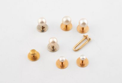 Set of three pairs of collar buttons in yellow...
