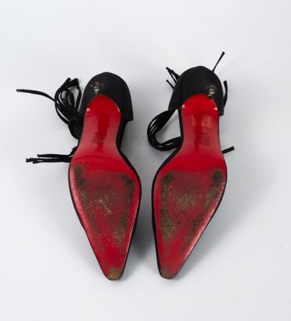 Christian LOUBOUTIN
Pair of black canvas...