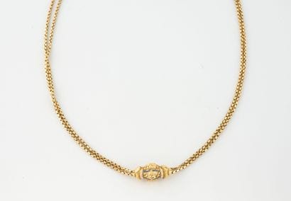 Yellow gold (750) pastille link watch chain...