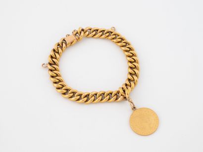 Yellow gold (750) gourmette link bracelet,...