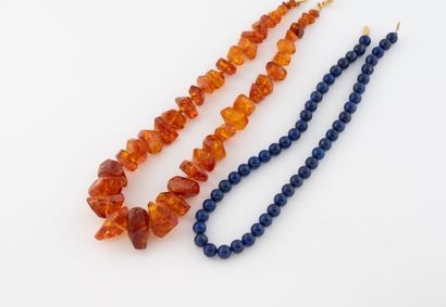 Two necklaces:
- One in lapis lazuli beads....