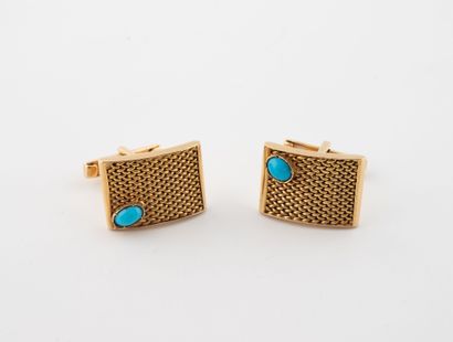 Pair of yellow gold (750) cufflinks with...