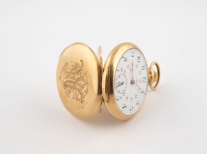 OMEGA 
Pocket watch in yellow gold (750)
Enameled...