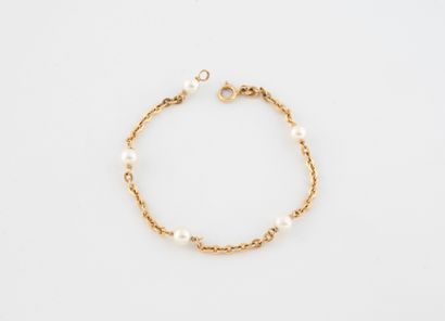 Yellow gold (750) forçat link bracelet dotted...