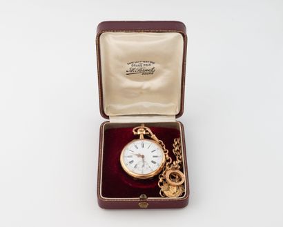Pink gold (750) gousset watch with oval link...