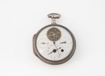 Large silver pocket watch (min800) with day...