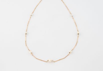 Yellow gold (750) necklace with baton links...