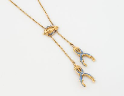 Negligee necklace in yellow gold (750) with...