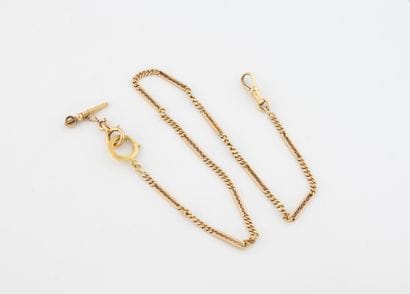 Yellow gold (750) watch chain with alternating...