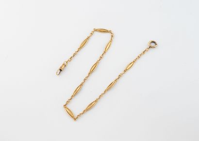 Yellow gold (750) watch chain with alternating...