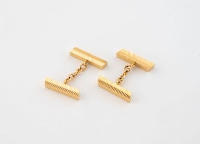Pair of yellow gold (750) cufflinks with...