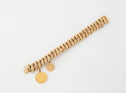 Yellow gold (750) bracelet with American...